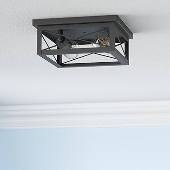 ayakanashu　0519 Kondras 2-Light Industrial Square Flush Mount Ceiling Light